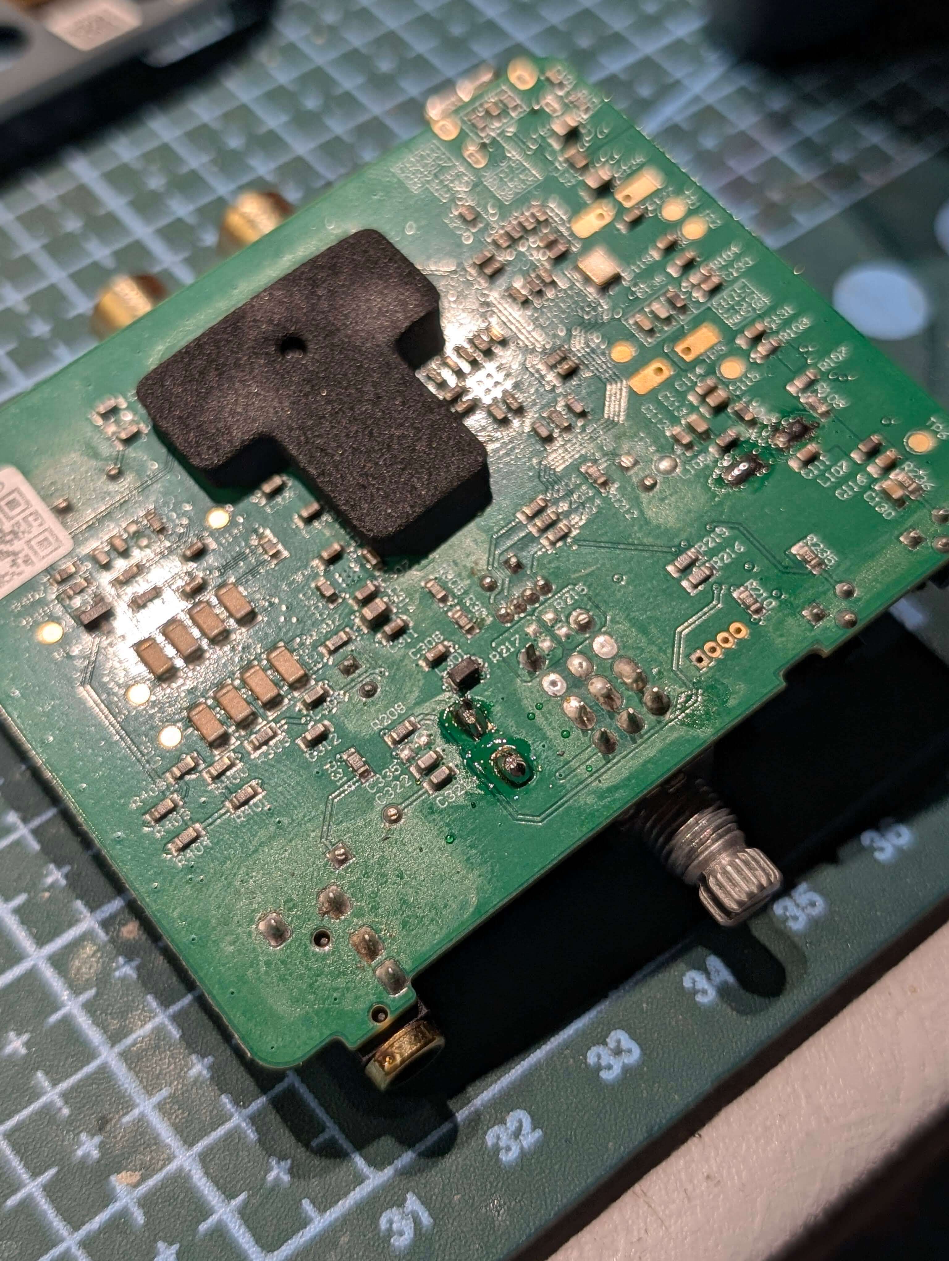 Back side of the PCB after soldering